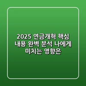 2025 연금개혁 핵심 내용 완벽 분석 나에게 미치는 영향은