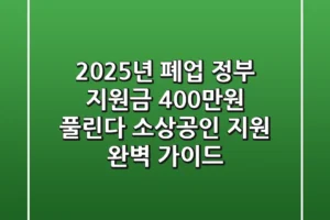 2025년 폐업 정부 지원금 400만원 풀린다 소상공인 지원 완벽 가이드