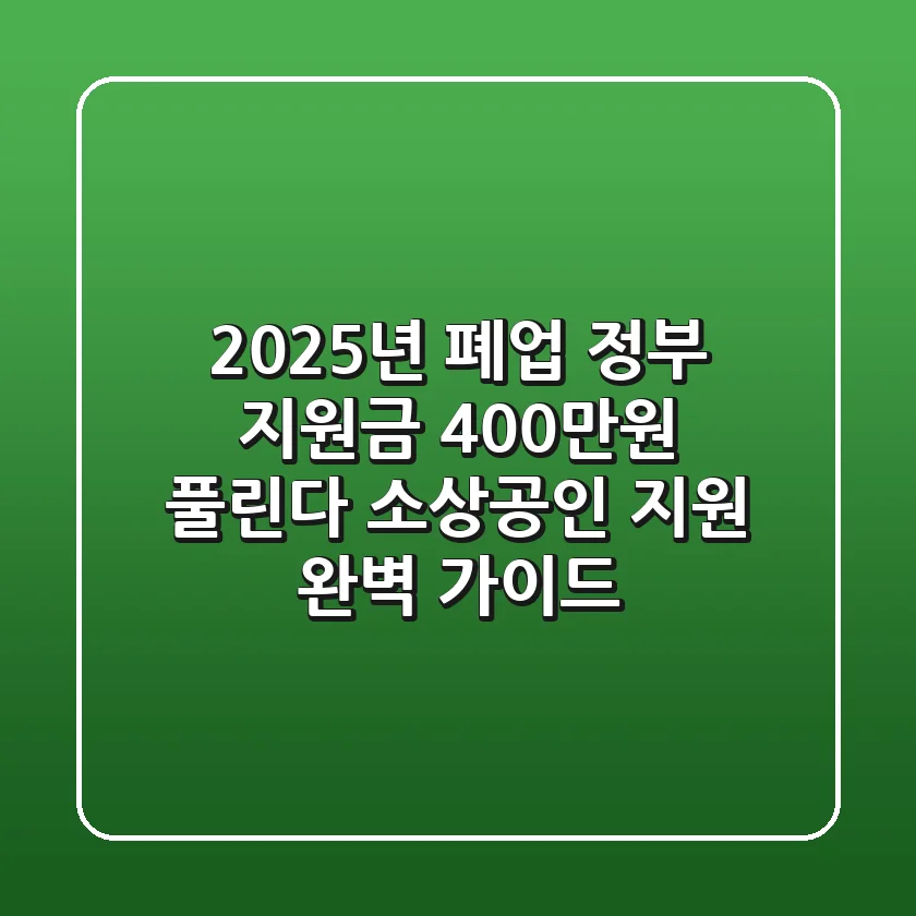 2025년 폐업 정부 지원금 400만원 풀린다 소상공인 지원 완벽 가이드
