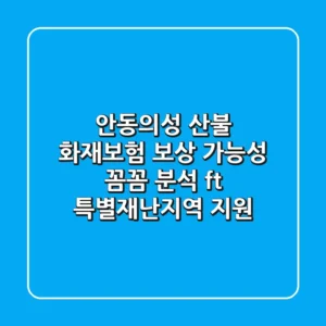 안동의성 산불 화재보험 보상 가능성 꼼꼼 분석 ft 특별재난지역 지원