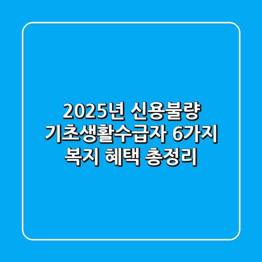 2025년 신용불량 기초생활수급자 6가지 복지 혜택 총정리