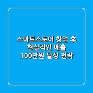 스마트스토어 창업 후 현실적인 매출 100만원 달성 전략