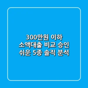 300만원 이하 소액대출 비교 승인 쉬운 5종 솔직 분석