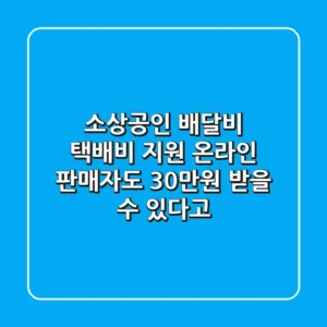 소상공인 배달비 택배비 지원 온라인 판매자도 30만원 받을 수 있다고