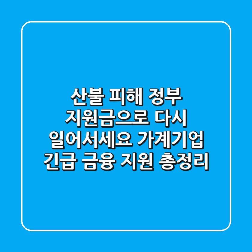산불 피해, 정부 지원금으로 다시 일어서세요! 가계&기업 긴급 금융 지원 총정리