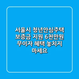 서울시 청년안심주택 보증금 지원: 6천만원 무이자 혜택 놓치지 마세요!