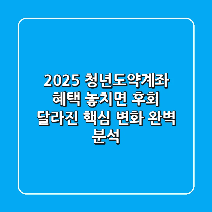 2025 청년도약계좌, 혜택 놓치면 후회! 달라진 핵심 변화 완벽 분석