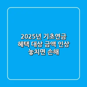 2025년 기초연금: 혜택, 대상, 금액 인상! 놓치면 손해!