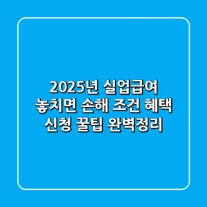 2025년 실업급여: 놓치면 손해! 조건, 혜택, 신청 꿀팁 완벽정리