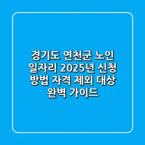 경기도 연천군 노인 일자리: 2025년 신청 방법, 자격, 제외 대상 완벽 가이드