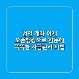 법인 계좌, 이제 오픈뱅킹으로 한눈에! 똑똑한 자금관리 비법