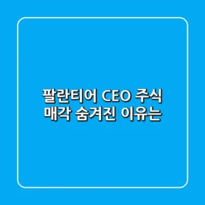 팔란티어 CEO 주식 매각, 숨겨진 이유는?