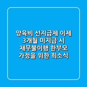 양육비 선지급제, 이제 3개월 미지급 시 '채무불이행'?! 한부모 가정을 위한 희소식!