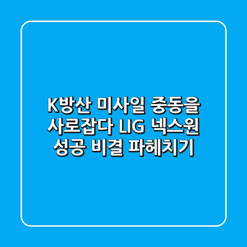 K방산 미사일, 중동을 사로잡다! LIG 넥스원 성공 비결 파헤치기