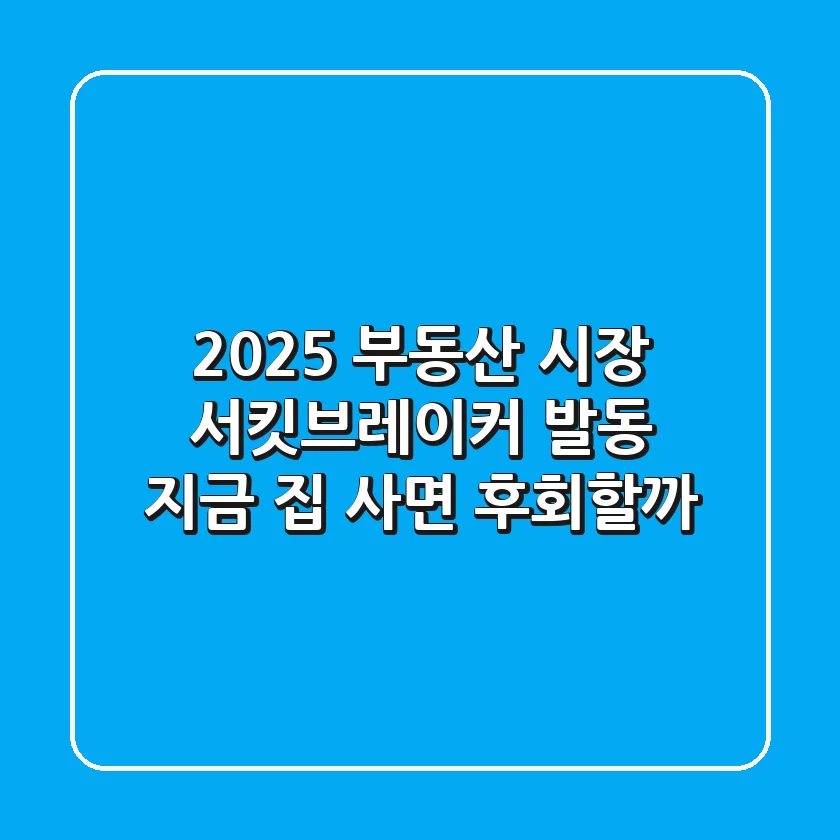 2025 부동산 시장 서킷브레이커 발동! 지금 집 사면 후회할까?