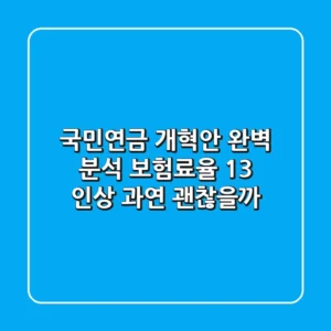 국민연금 개혁안 완벽 분석: 보험료율 13% 인상, 과연 괜찮을까?