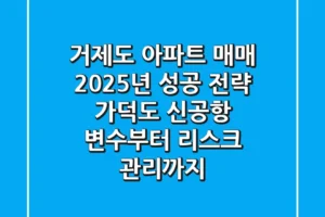 거제도 아파트 매매, 2025년 성공 전략: 가덕도 신공항 변수부터 리스크 관리까지