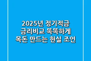 2025년 정기적금 금리비교, 똑똑하게 목돈 만드는 현실 조언