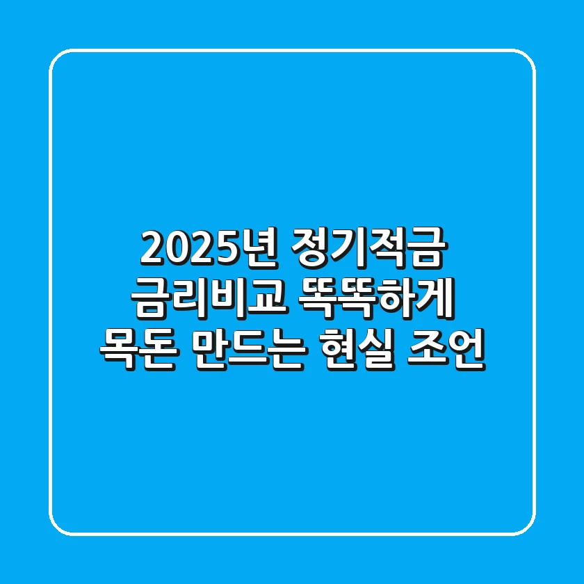 2025년 정기적금 금리비교, 똑똑하게 목돈 만드는 현실 조언