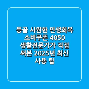 등골 시원한 민생회복 소비쿠폰, 4050 생활전문가가 직접 써본 2025년 최신 사용 팁!