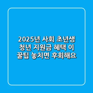2025년 사회 초년생 청년 지원금 혜택, 이 꿀팁 놓치면 후회해요!