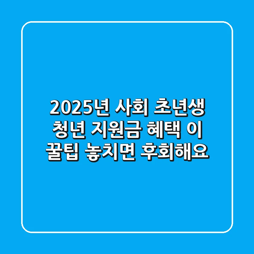 2025년 사회 초년생 청년 지원금 혜택, 이 꿀팁 놓치면 후회해요!