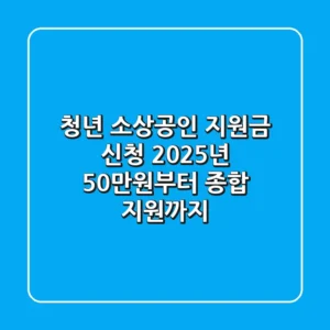 청년 소상공인 지원금 신청: 2025년 50만원부터 종합 지원까지