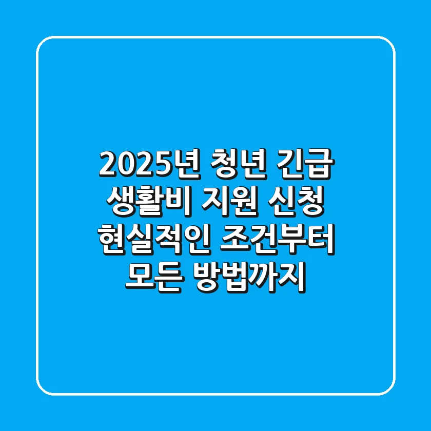 2025년 청년 긴급 생활비 지원 신청: 현실적인 조건부터 모든 방법까지
