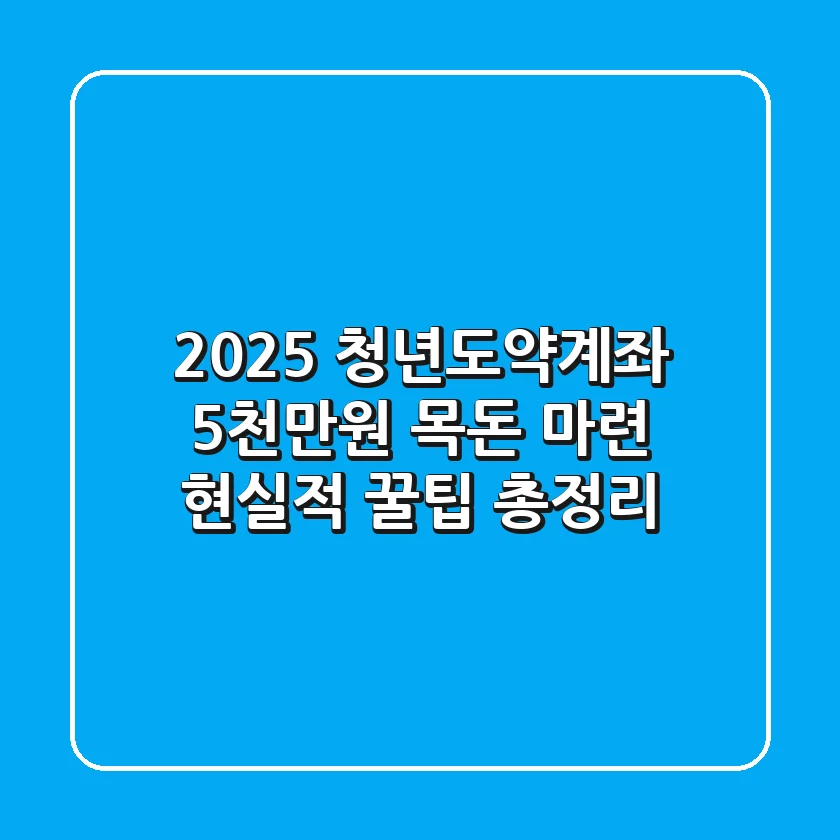2025 청년도약계좌, 5천만원 목돈 마련 현실적 꿀팁 총정리