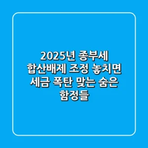 2025년 종부세 합산배제 조정, 놓치면 세금 폭탄 맞는 숨은 함정들