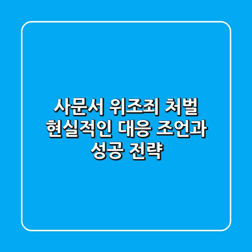 사문서 위조죄 처벌, 현실적인 대응 조언과 성공 전략