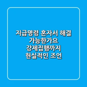 지급명령: 혼자서 해결 가능한가요? 강제집행까지 현실적인 조언