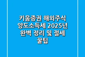키움증권 해외주식 양도소득세, 2025년 완벽 정리 및 절세 꿀팁