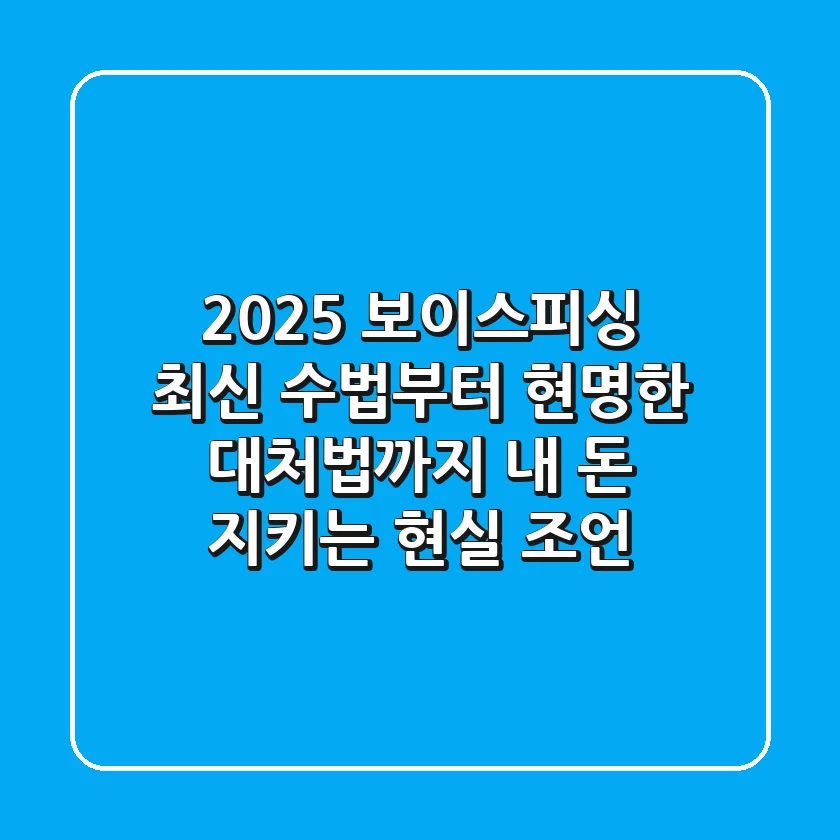 2025 보이스피싱 최신 수법부터 현명한 대처법까지, 내 돈 지키는 현실 조언