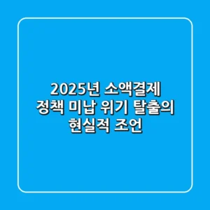 2025년 소액결제 정책, 미납 위기 탈출의 현실적 조언