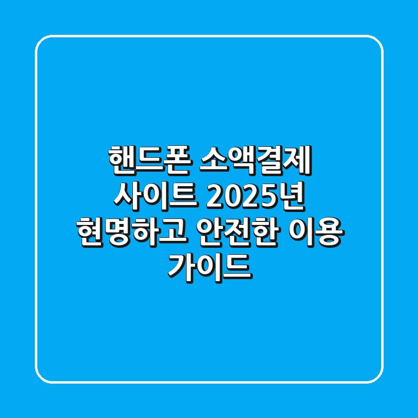 핸드폰 소액결제 사이트: 2025년 현명하고 안전한 이용 가이드