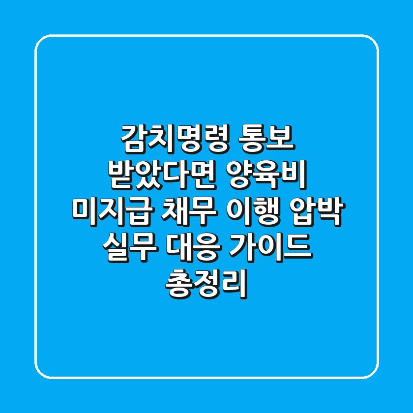 "감치명령 통보 받았다면?", 양육비 미지급 채무 이행 압박 실무 대응 가이드 총정리