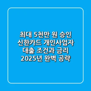 "최대 5천만 원 승인", 신한카드 개인사업자 대출 조건과 금리 2025년 완벽 공략