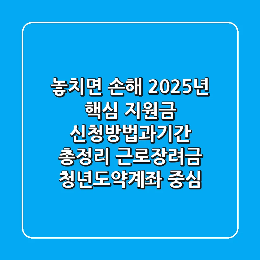 놓치면 손해! 2025년 핵심 지원금 '신청방법과기간' 총정리 (근로장려금, 청년도약계좌 중심)