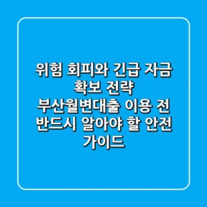 "위험 회피와 긴급 자금 확보 전략", 부산월변대출 이용 전 반드시 알아야 할 안전 가이드