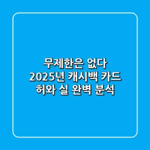 "무제한은 없다?", 2025년 캐시백 카드 '허와 실' 완벽 분석