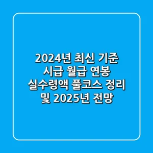 2024년 최신 기준, "시급 월급 연봉 실수령액 풀코스" 정리 및 2025년 전망