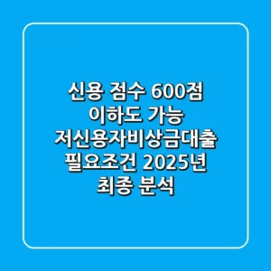 "신용 점수 600점 이하도 가능", 저신용자비상금대출 필요조건 2025년 최종 분석