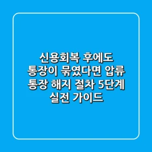 "신용회복 후에도 통장이 묶였다면?", 압류 통장 해지 절차 5단계 실전 가이드