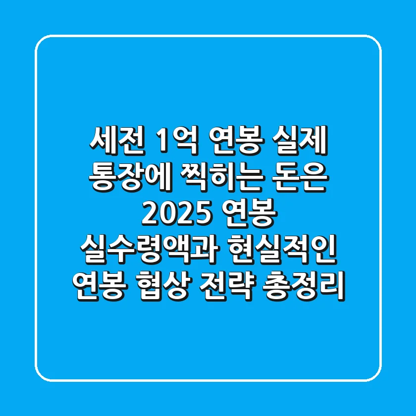 "세전 1억 연봉, 실제 통장에 찍히는 돈은?", 2025 연봉 실수령액과 현실적인 연봉 협상 전략 총정리