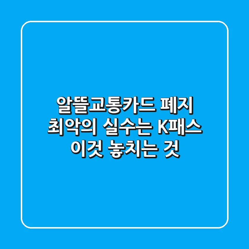 "알뜰교통카드 폐지, 최악의 실수는 K패스 '이것' 놓치는 것"