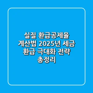 "실질 환급공제율 계산법": 2025년 세금 환급 극대화 전략 총정리