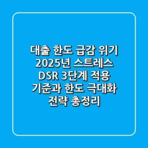 “대출 한도 급감 위기”, 2025년 스트레스 DSR 3단계 적용 기준과 한도 극대화 전략 총정리