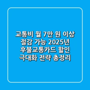 "교통비 월 7만 원 이상 절감 가능", 2025년 후불교통카드 할인 극대화 전략 총정리