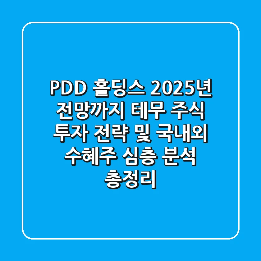 "PDD 홀딩스 2025년 전망까지", 테무 주식 투자 전략 및 국내외 수혜주 심층 분석 총정리